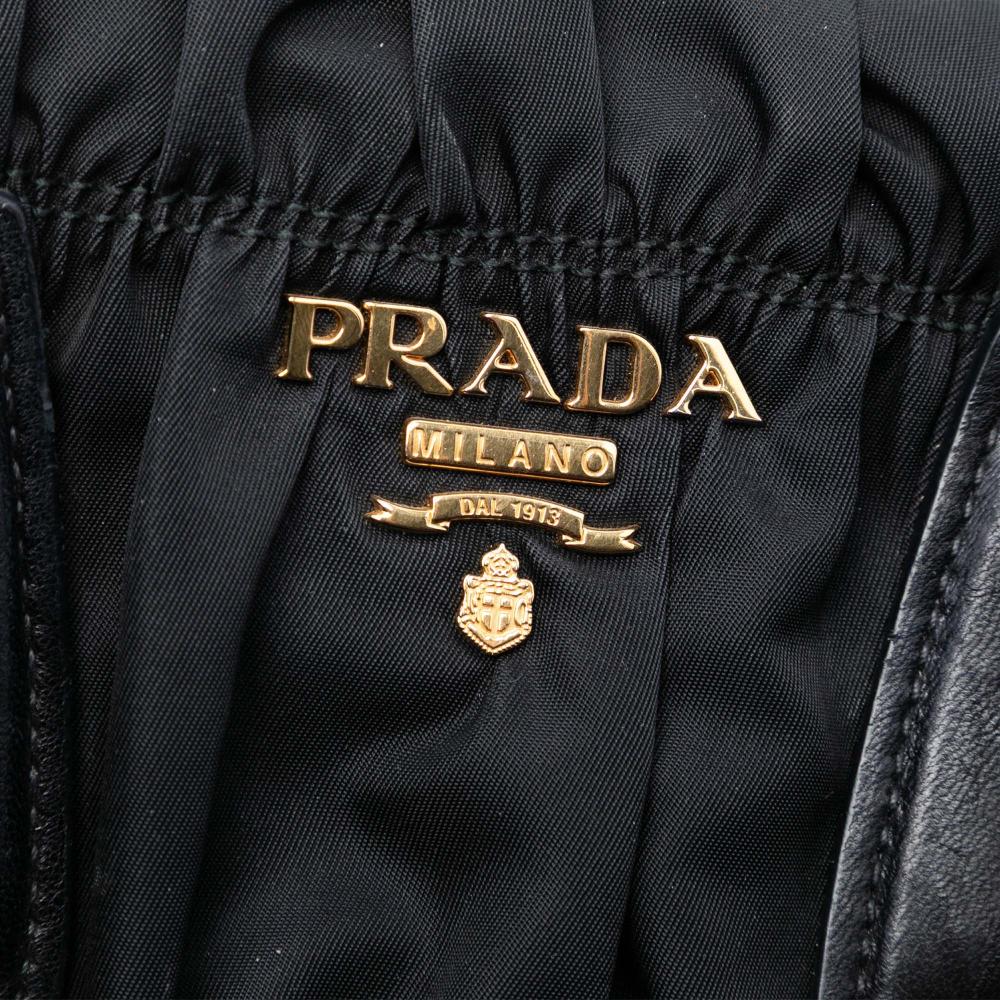 Prada AB Prada Black Nylon Fabric Tessuto Gaufre Satchel Italy