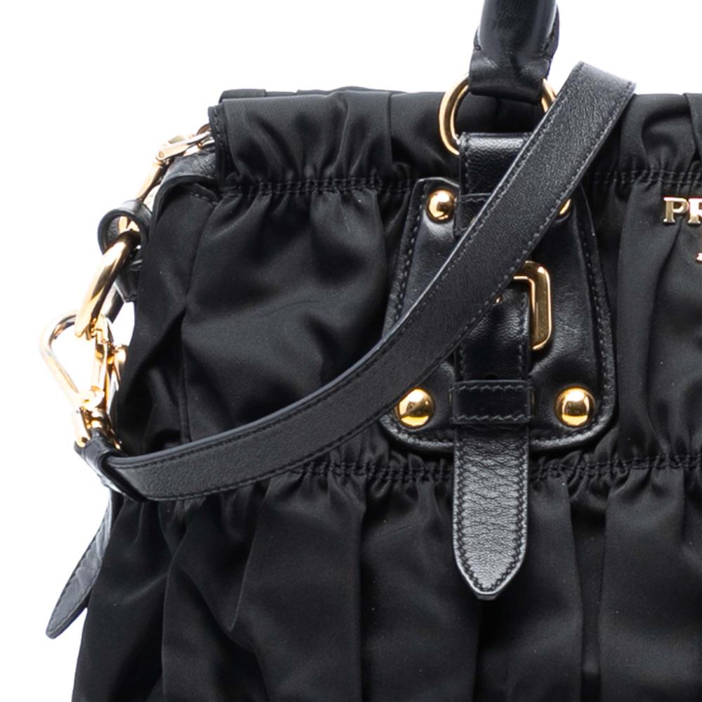 Prada AB Prada Black Nylon Fabric Tessuto Gaufre Satchel Italy