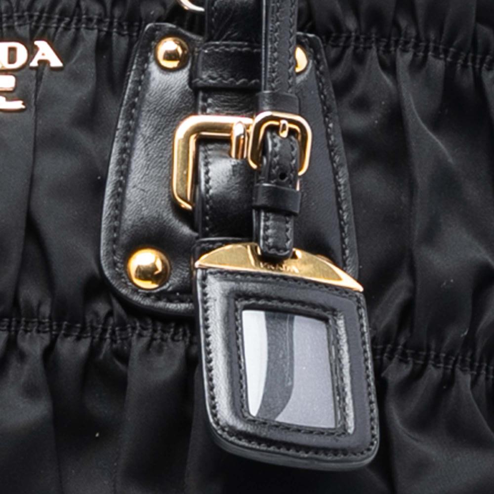 Prada AB Prada Black Nylon Fabric Tessuto Gaufre Satchel Italy