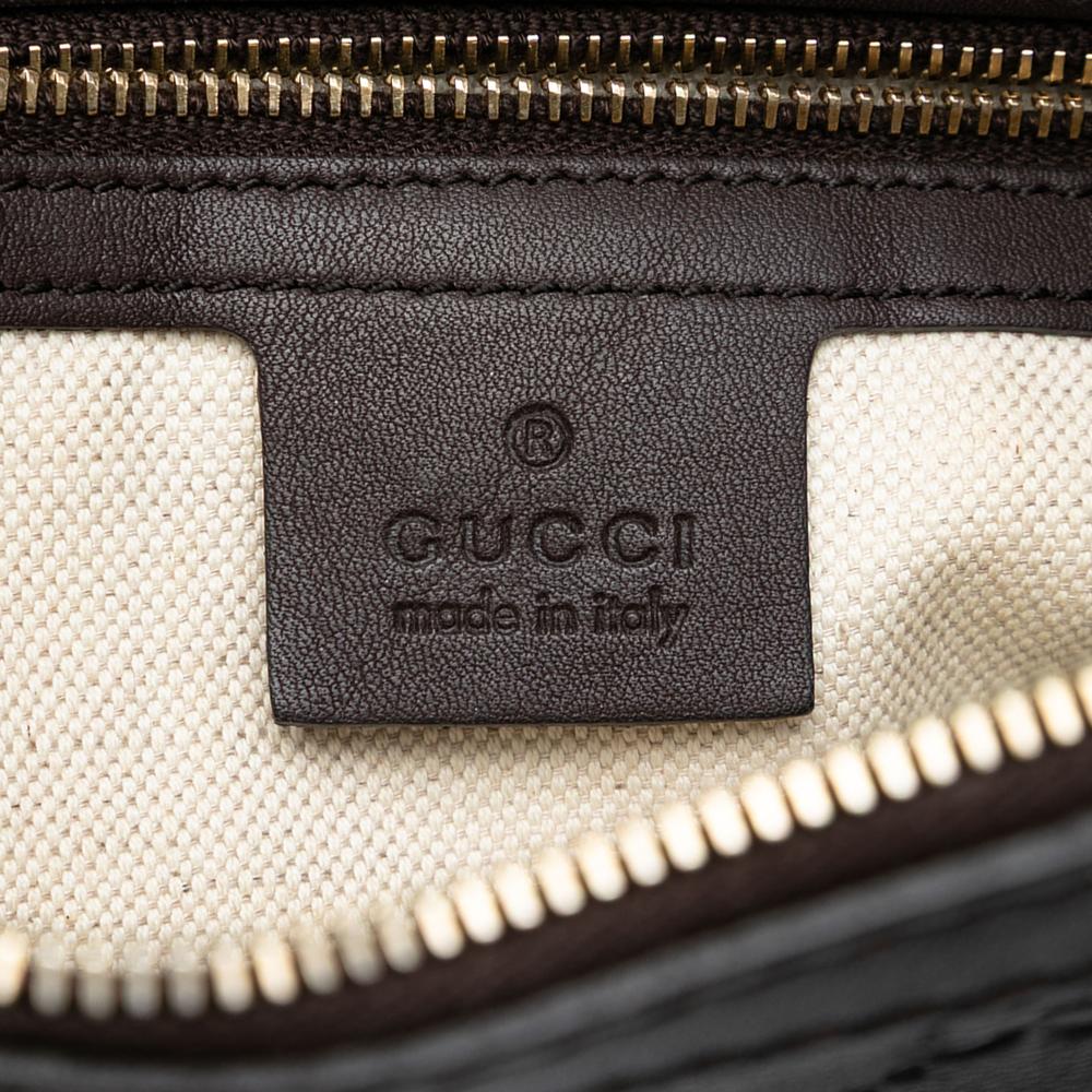 Gucci B Gucci Brown Dark Brown Calf Leather Guccissima Lovely Crossbody Italy