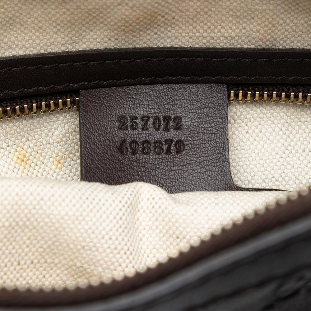 Gucci B Gucci Brown Dark Brown Calf Leather Guccissima Lovely Crossbody Italy