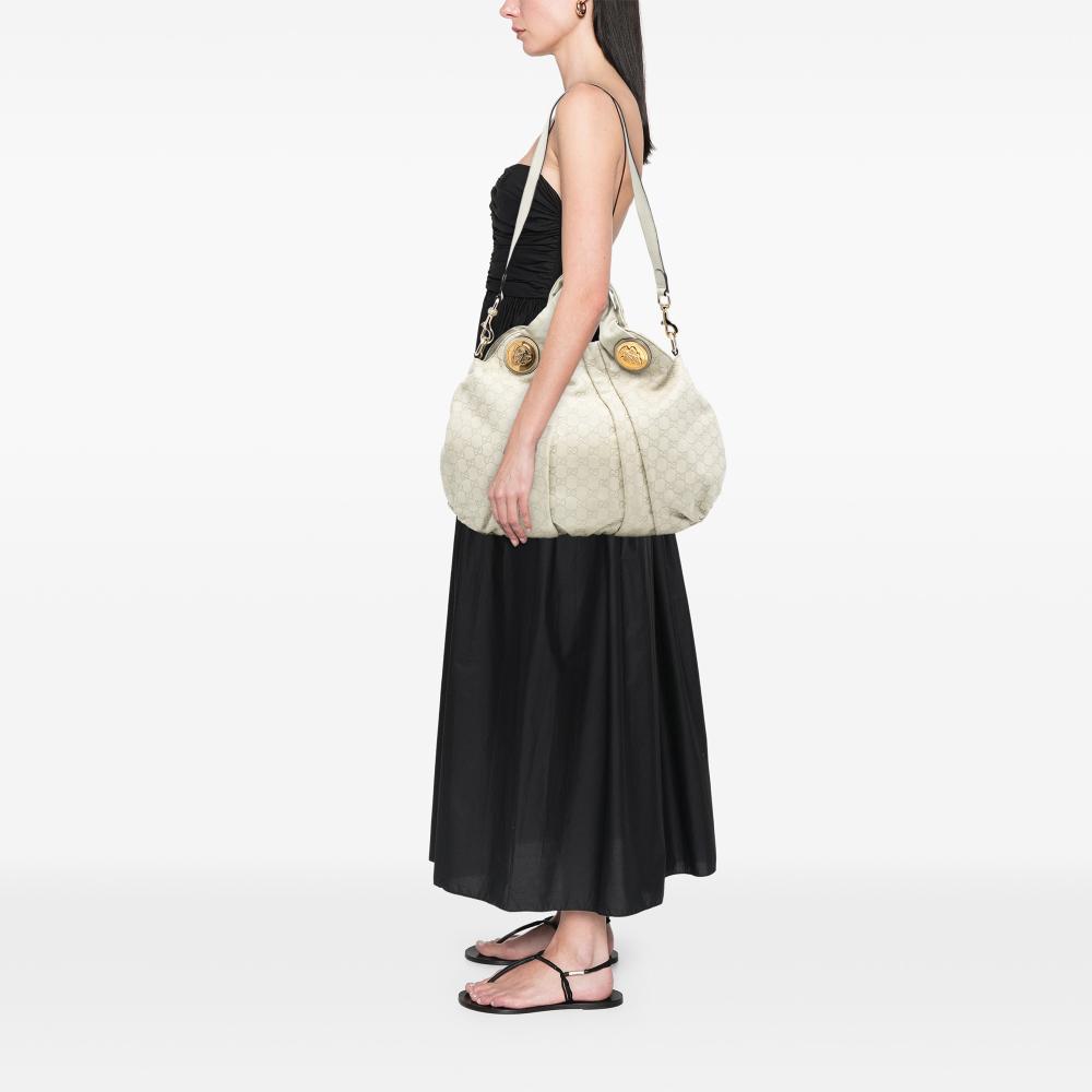 Gucci B Gucci White Calf Leather Large Guccissima Hysteria Satchel Italy