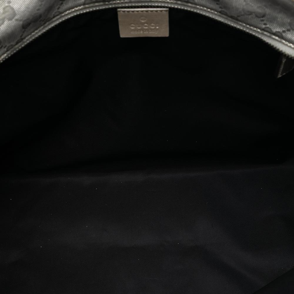 Gucci B Gucci Silver Coated Canvas Fabric Medium GG Imprime Tote Italy