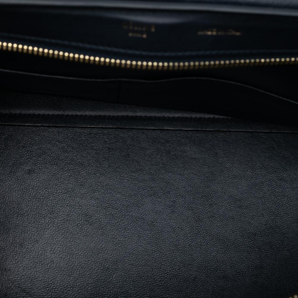 Celine B Celine Black with Blue Calf Leather Small Bicolor skin and Suede Trapeze Satchel Italy