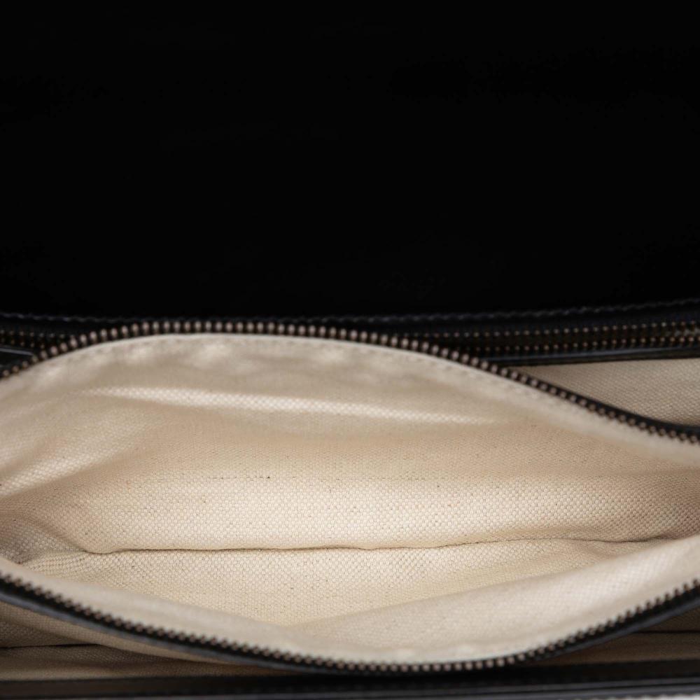 Gucci B Gucci Black Calf Leather Medium GG Marmont Malaga Kid Heart Patch Chain Flap Italy