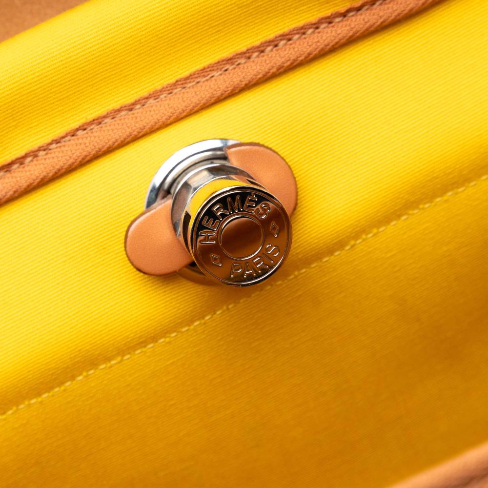 Hermès B Hermès Yellow with Brown Canvas Fabric Toile Herbag A Dos Zip Retourne Backpack France
