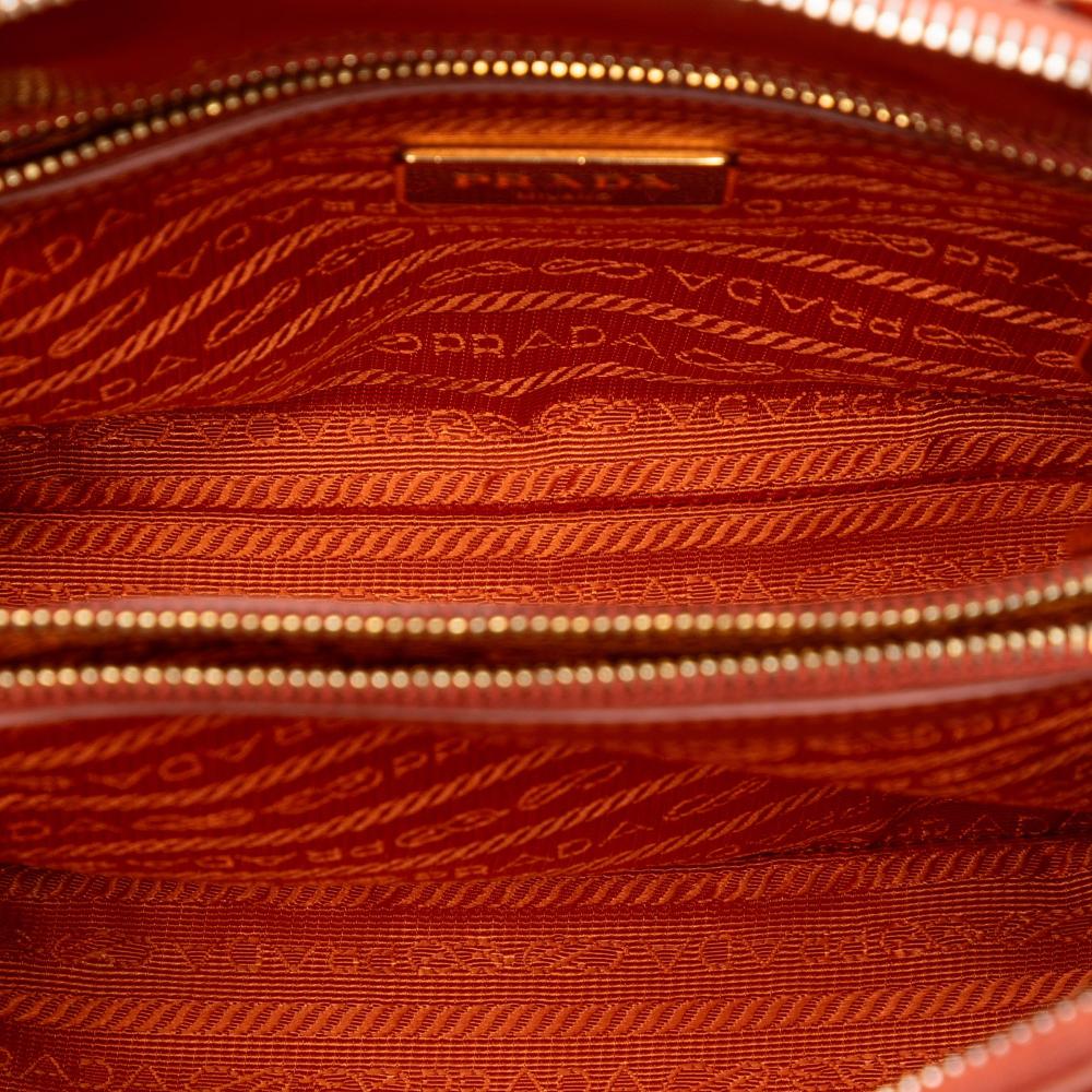 Prada B Prada Orange Saffiano Leather Small Vernice Promenade Satchel Italy