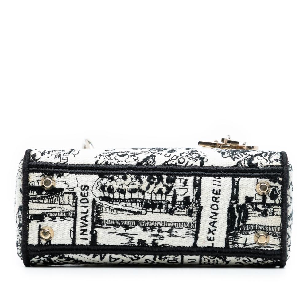 Christian Dior B Dior White Canvas Fabric Mini Embroidered Plan de Paris Lady D Lite Italy