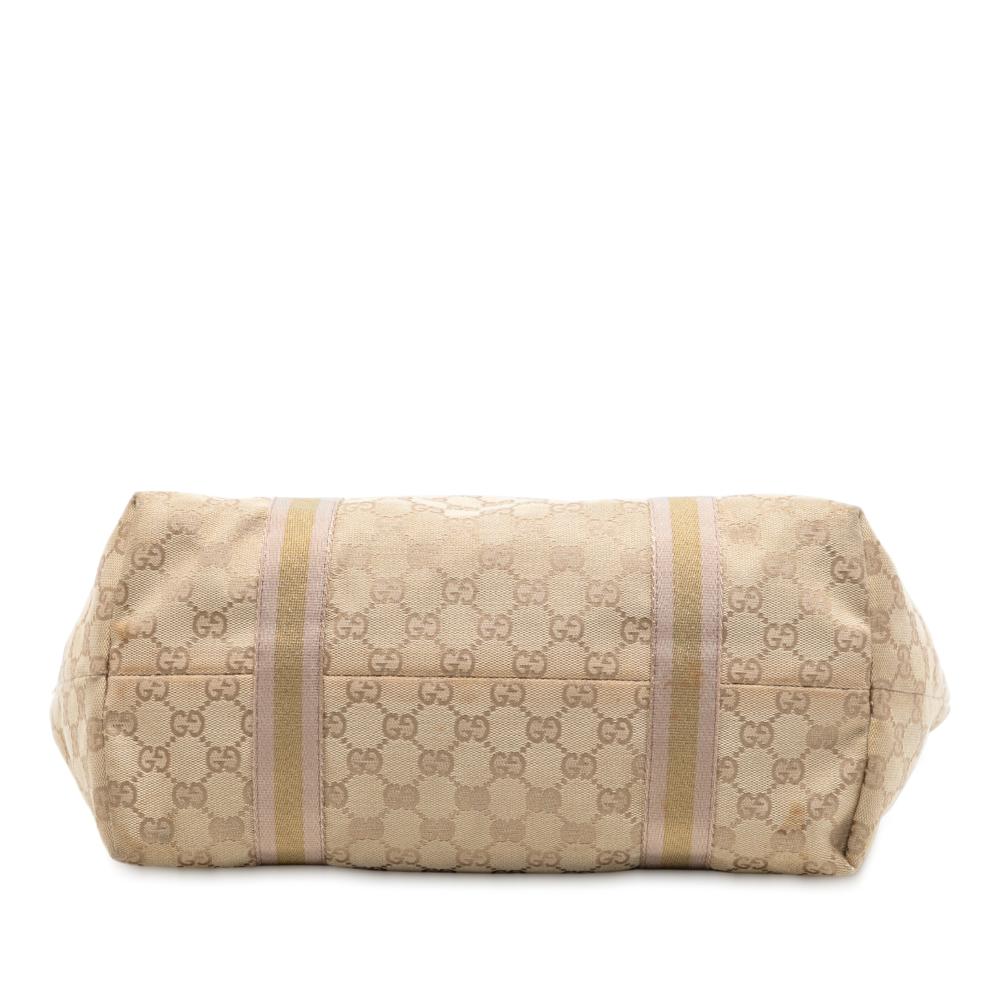 Gucci B Gucci Brown Beige Canvas Fabric GG Jolicoeur Tote Italy