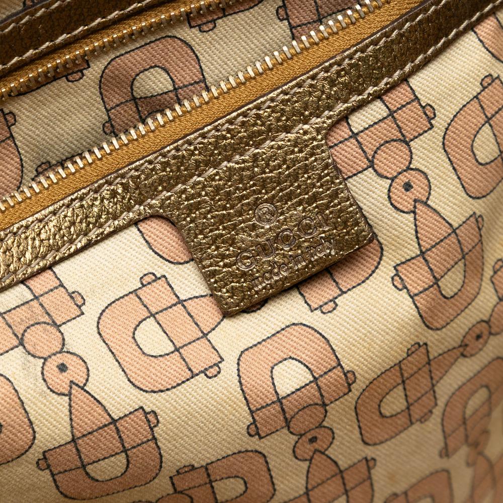 Gucci B Gucci Brown Beige Canvas Fabric GG Jolicoeur Tote Italy