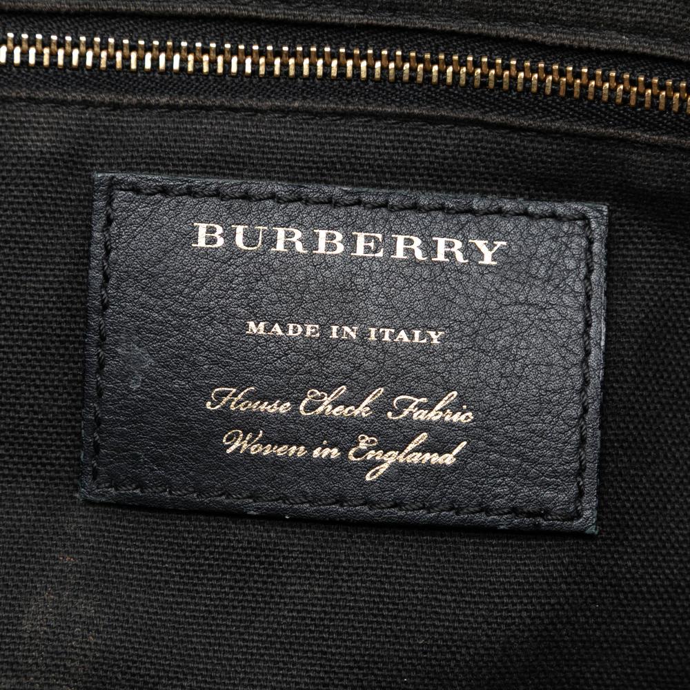 Burberry B Burberry Red Burgundy Calf Leather Small and House Check Canvas Canterbury Tote Italy