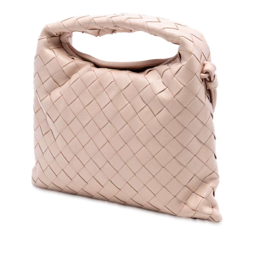 Bottega Veneta AB Bottega Veneta Pink Light Pink Calf Leather Mini skin Intrecciato Hop Satchel Italy