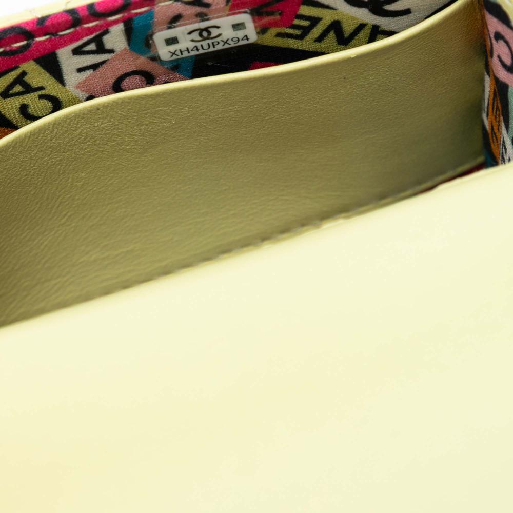 Chanel Yellow Light Yellow Lambskin Leather Leather Mini Quilted Lambskin Chain Top Handle Bag Italy