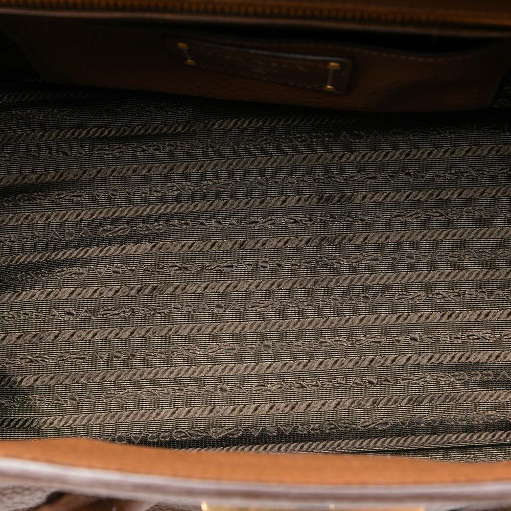 Prada B Prada Brown Calf Leather Vitello Daino Sound Lock Satchel Italy