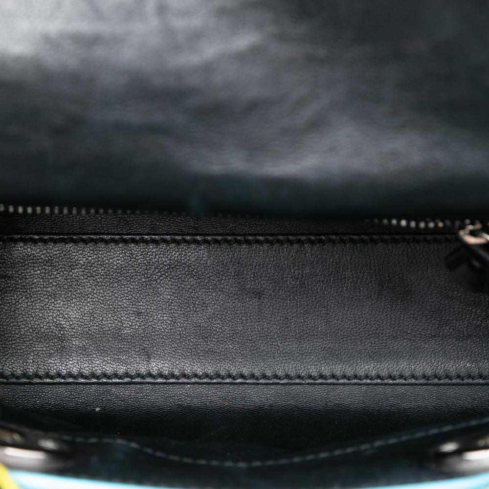 Christian Dior B Dior Black Lambskin Leather Leather Mini Lambskin 3D Floral Embroidered Lady Dior Italy