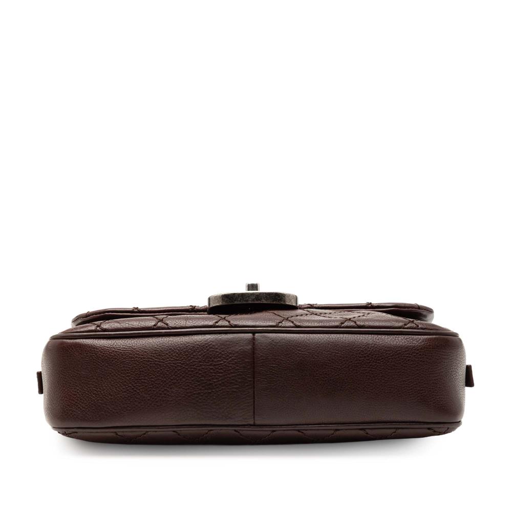 Chanel B Chanel Red Bordeaux Calf Leather Paris Edinburgh Medium skin Coco Sporran Flap Italy