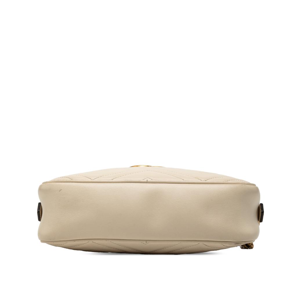 Gucci B Gucci White Calf Leather Small GG Marmont Matelasse Crossbody Italy