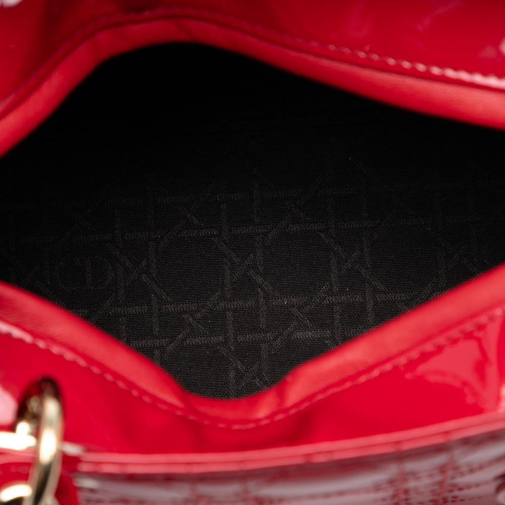 Christian Dior AB Dior Red Patent Leather Leather Medium Patent Cannage Lady Dior France