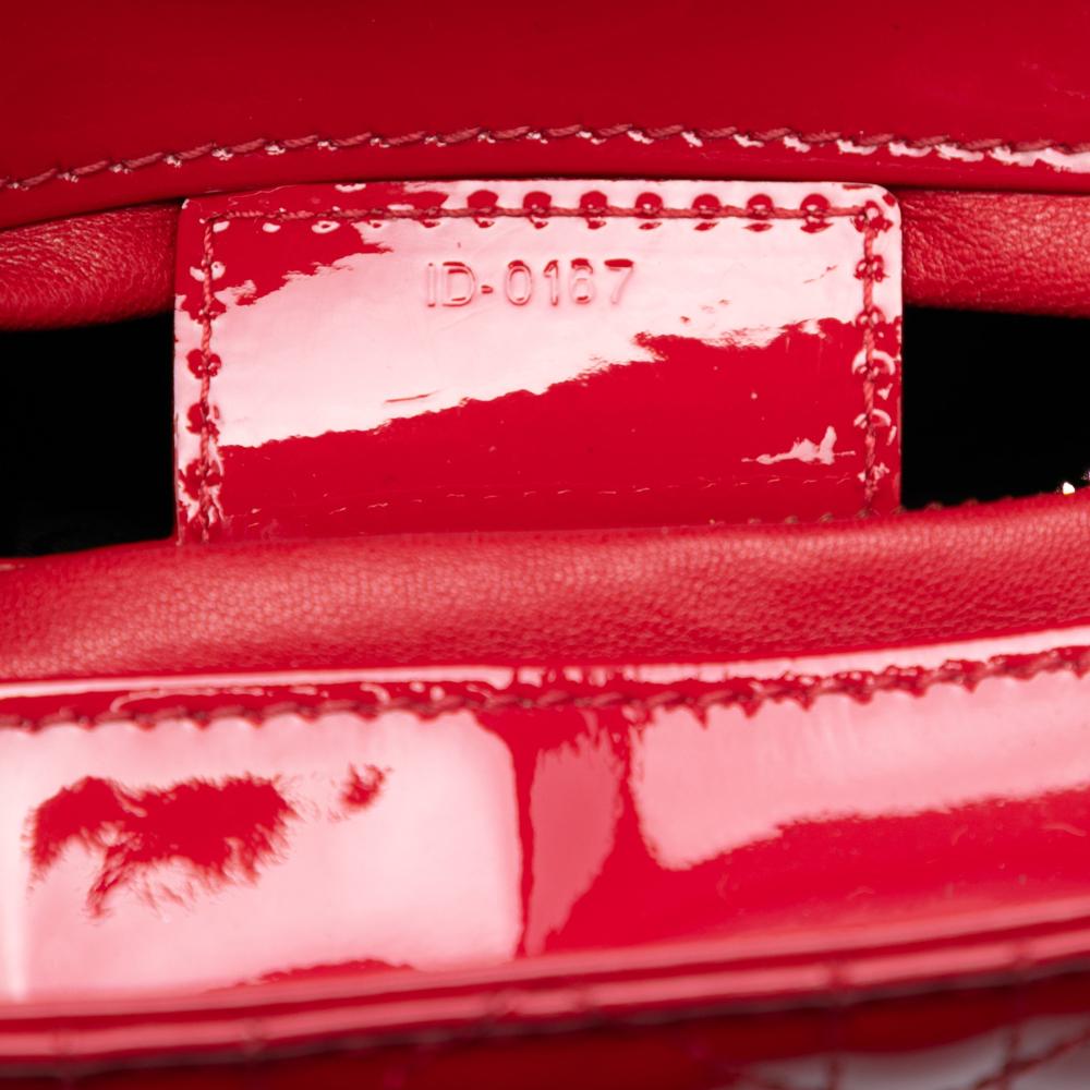 Christian Dior AB Dior Red Patent Leather Leather Medium Patent Cannage Lady Dior France