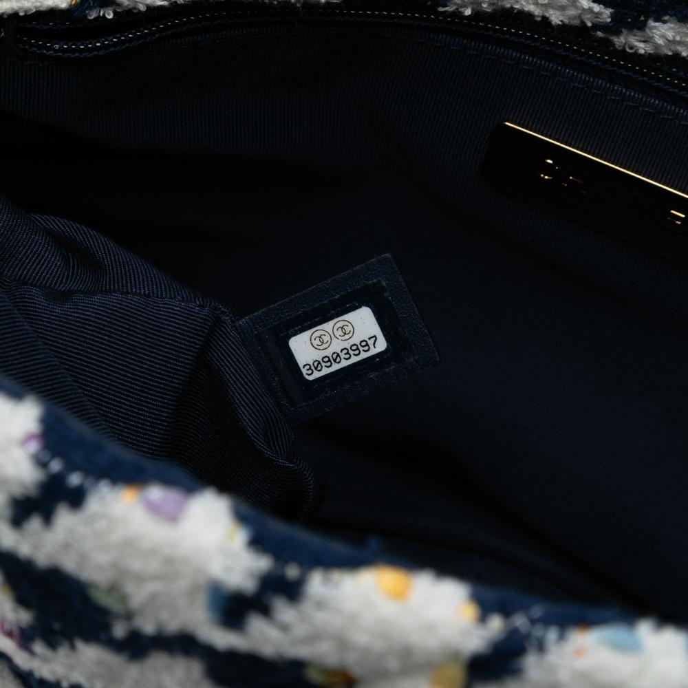 Chanel AB Chanel Blue Navy with White Tweed Fabric Large Houndstooth 19 Flap Italy