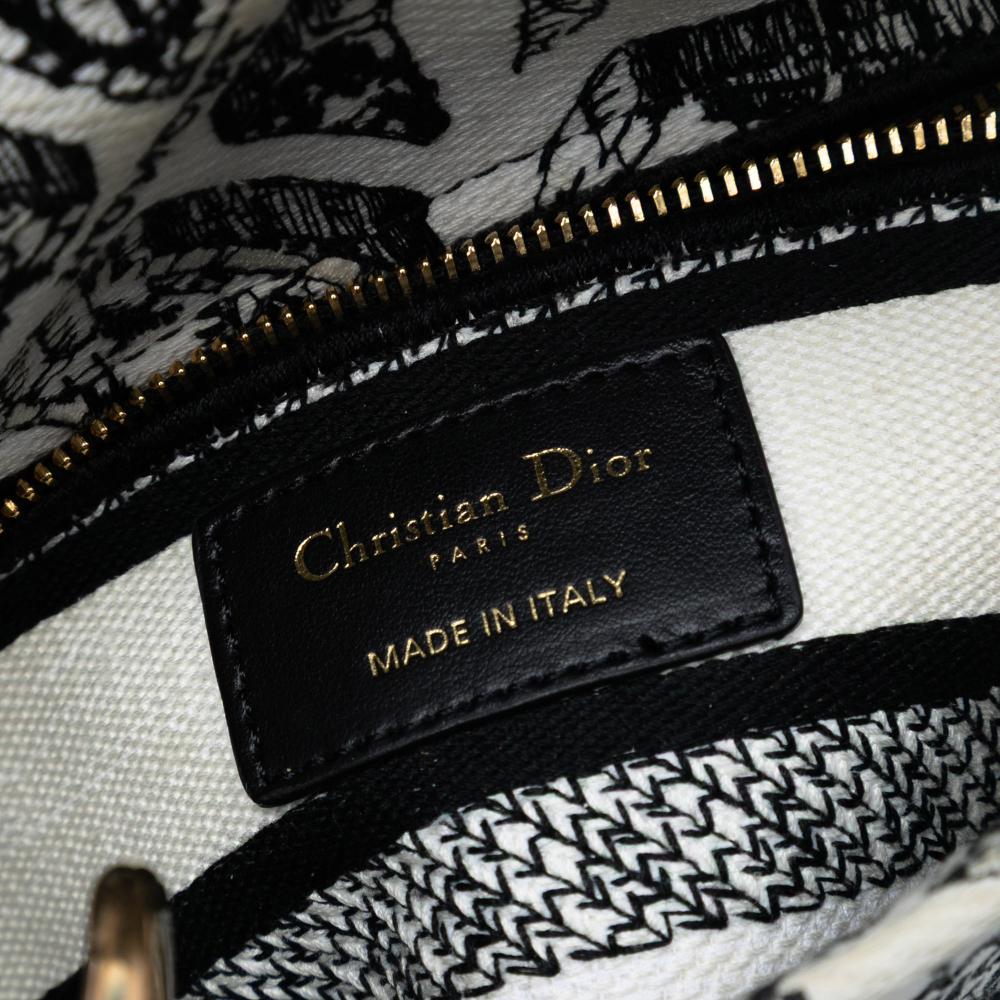 Christian Dior AB Dior White with Black Canvas Fabric Mini Embroidered Plan de Paris Lady D Lite Italy