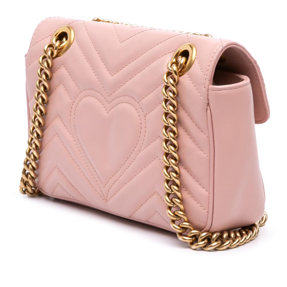 Gucci B Gucci Pink Light Pink Calf Leather Small GG Marmont Matelasse Shoulder Bag Italy