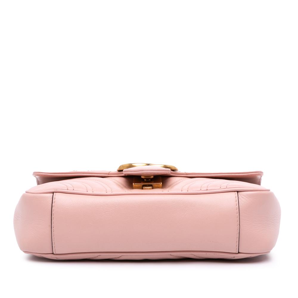 Gucci B Gucci Pink Light Pink Calf Leather Small GG Marmont Matelasse Shoulder Bag Italy