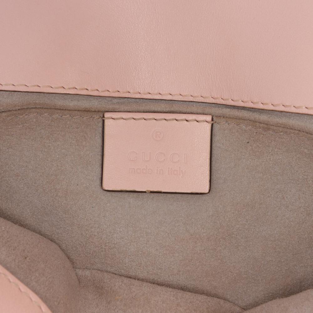 Gucci B Gucci Pink Light Pink Calf Leather Small GG Marmont Matelasse Shoulder Bag Italy