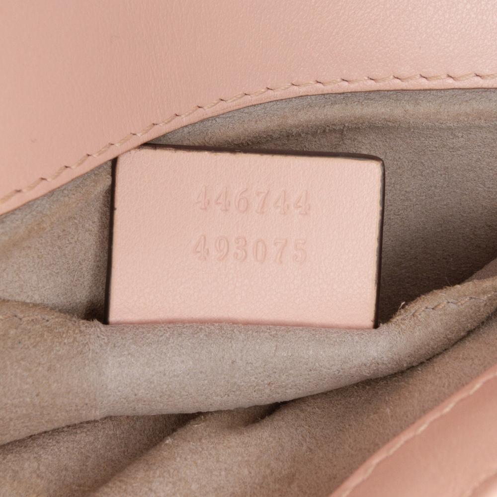 Gucci B Gucci Pink Light Pink Calf Leather Small GG Marmont Matelasse Shoulder Bag Italy