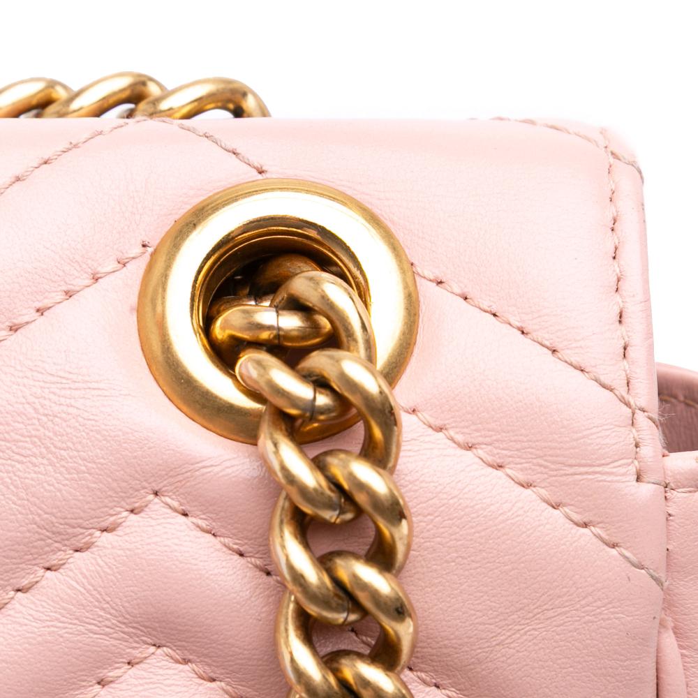 Gucci B Gucci Pink Light Pink Calf Leather Small GG Marmont Matelasse Shoulder Bag Italy