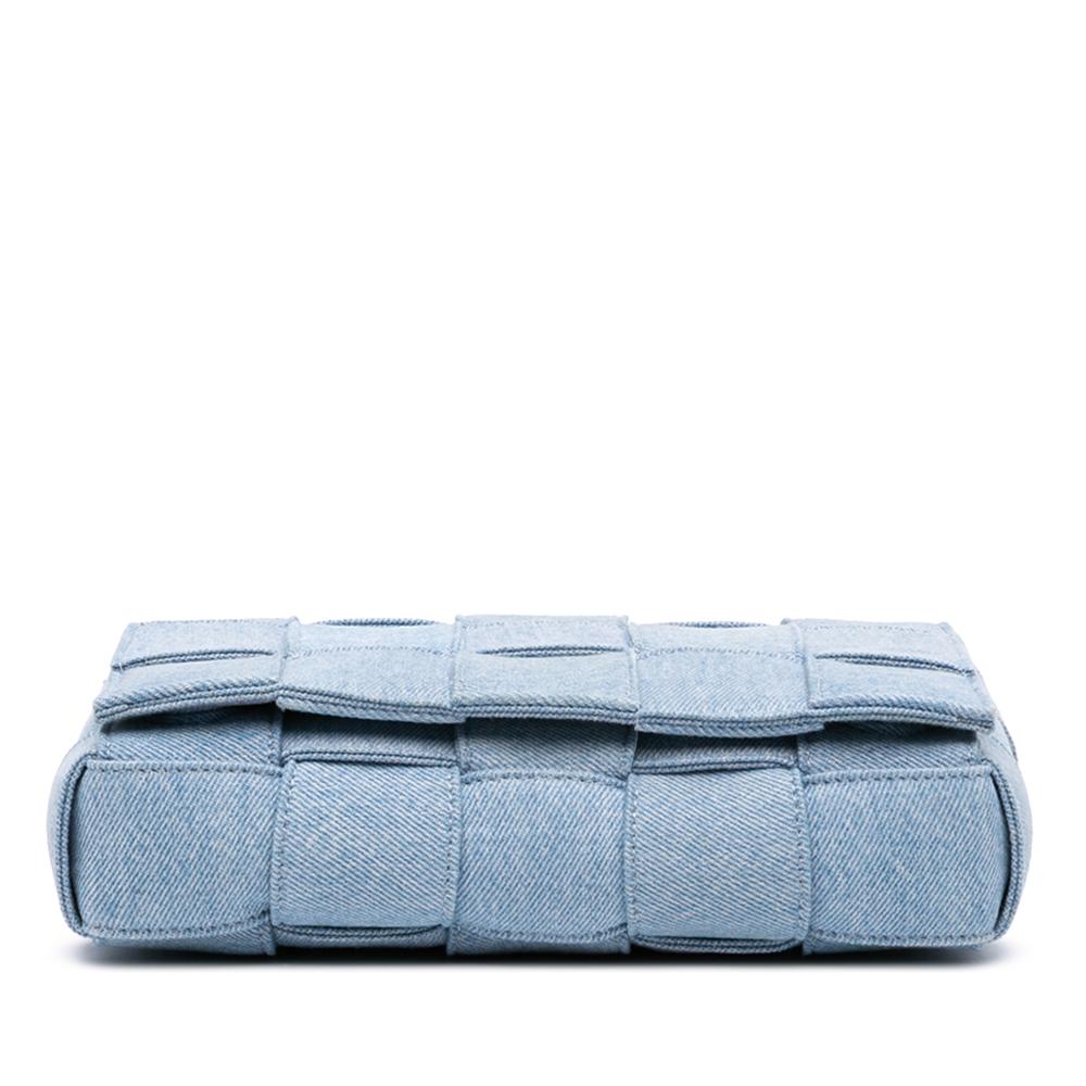 Bottega Veneta AB Bottega Veneta Blue Denim Denim Fabric Intrecciato Cassette Crossbody Italy