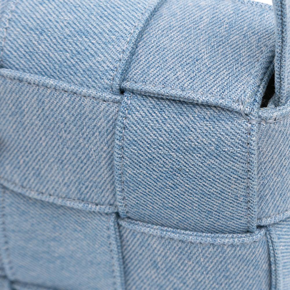 Bottega Veneta AB Bottega Veneta Blue Denim Denim Fabric Intrecciato Cassette Crossbody Italy