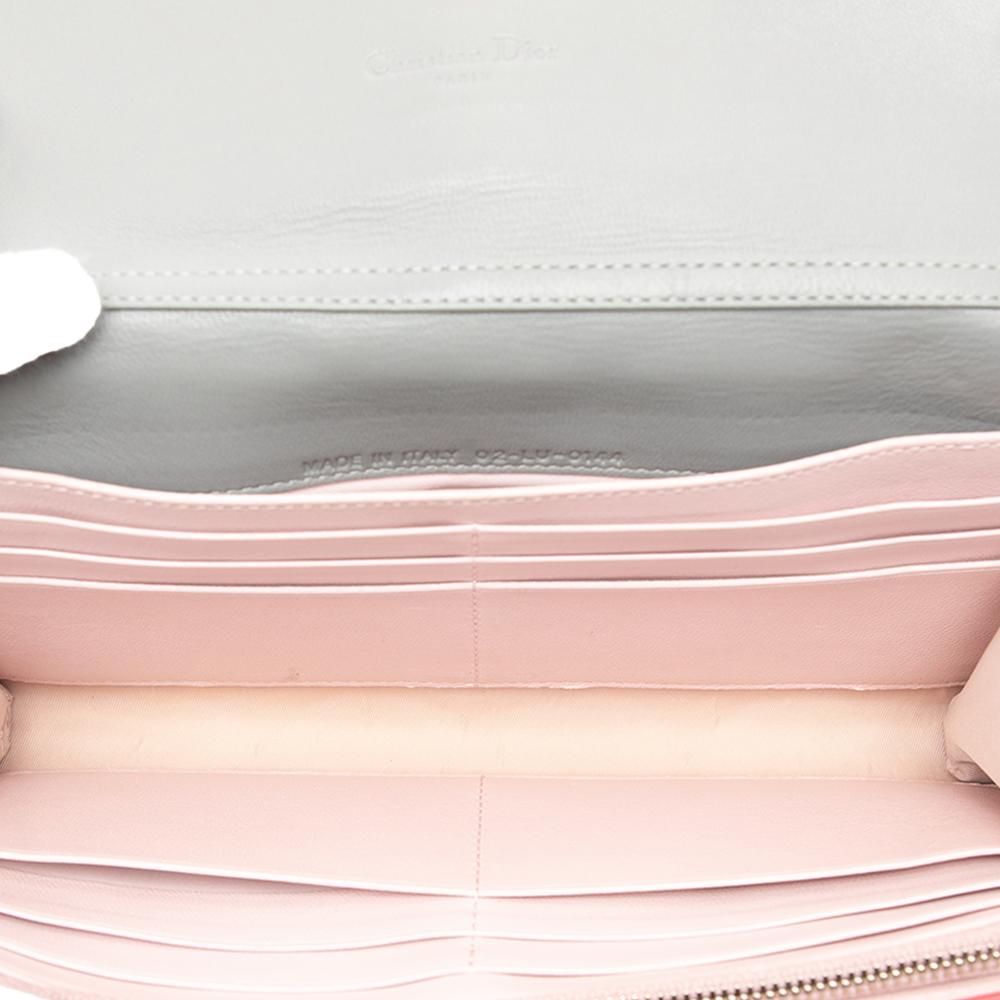 Christian Dior B Dior Pink Blush Lambskin Leather Leather Lambskin Cannage Lady Dior Wallet On Chain Italy