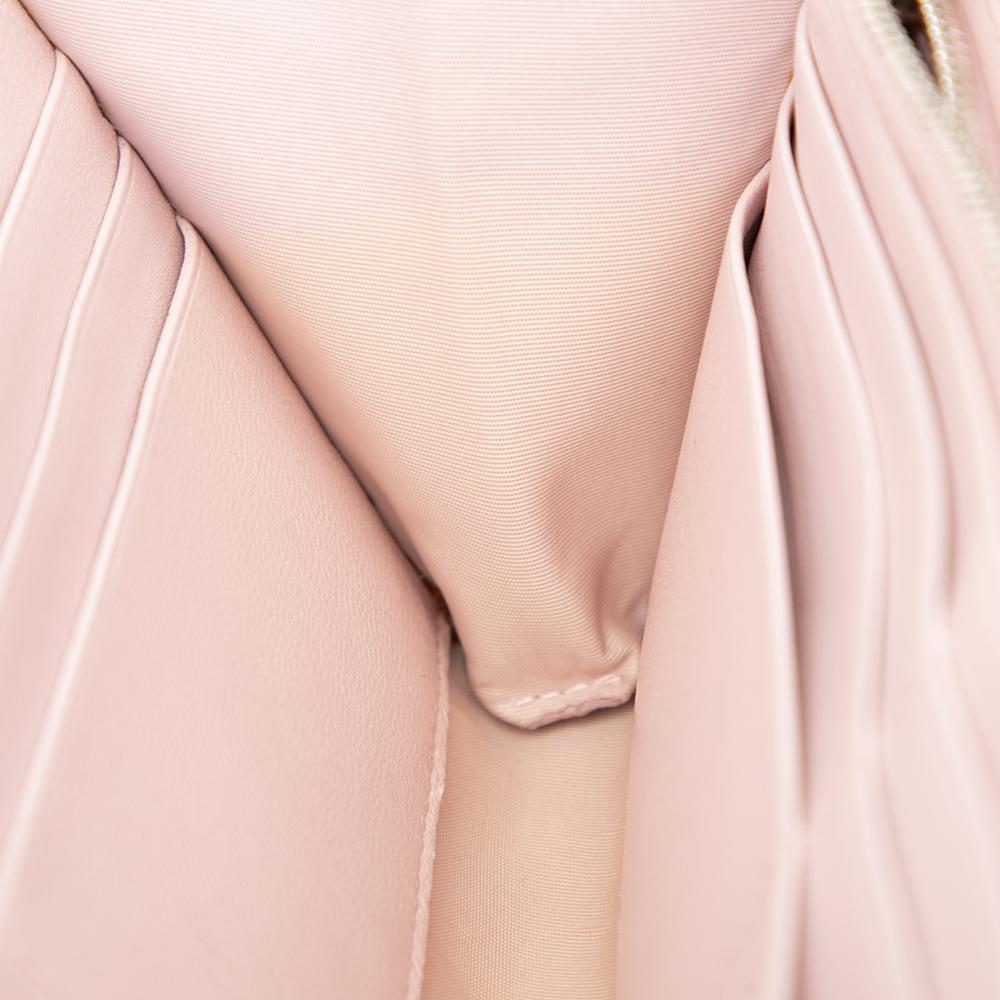 Christian Dior B Dior Pink Blush Lambskin Leather Leather Lambskin Cannage Lady Dior Wallet On Chain Italy