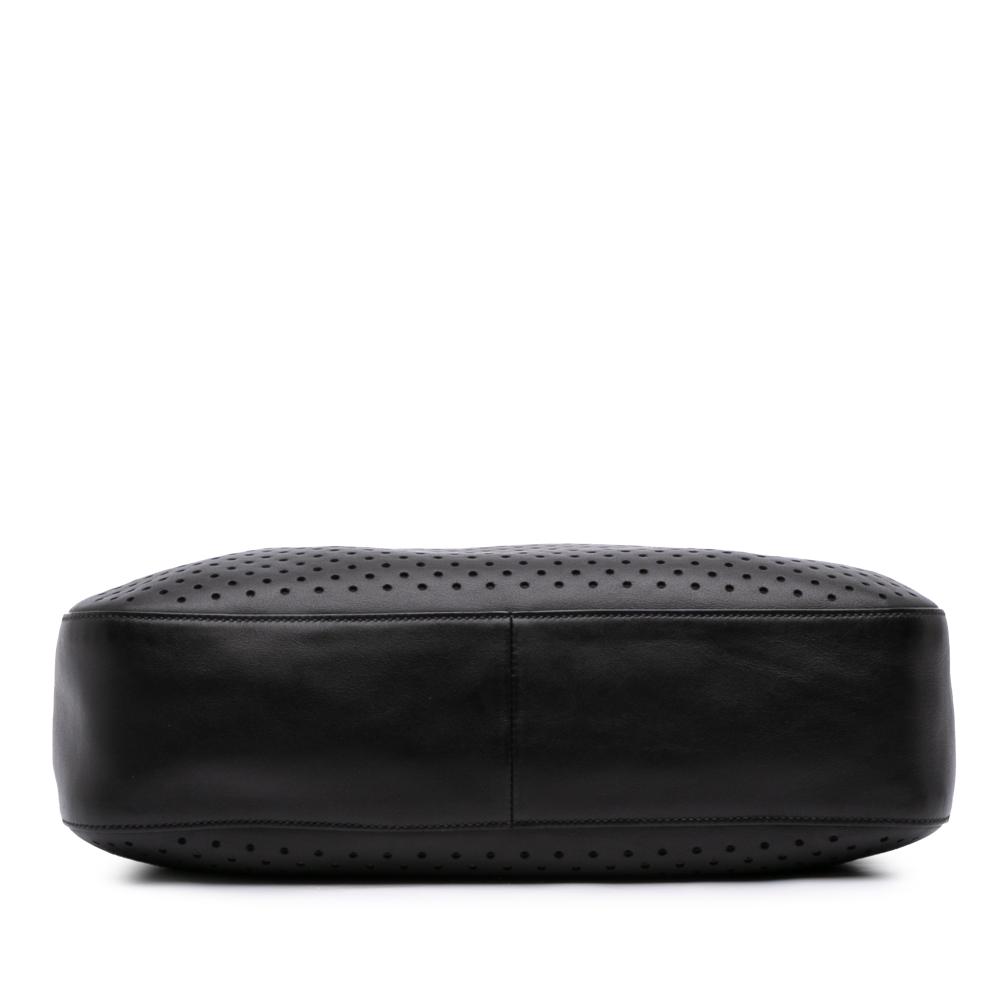 Prada B Prada Black Calf Leather City Fori Perforated Hobo Bag Italy