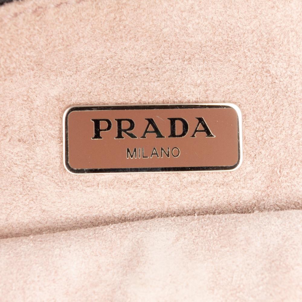 Prada B Prada Black Calf Leather City Fori Perforated Hobo Bag Italy