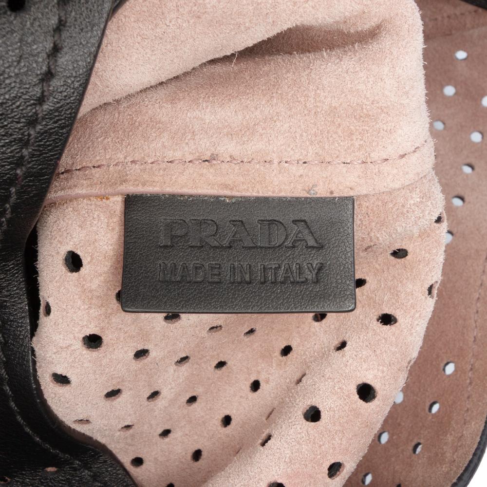 Prada B Prada Black Calf Leather City Fori Perforated Hobo Bag Italy