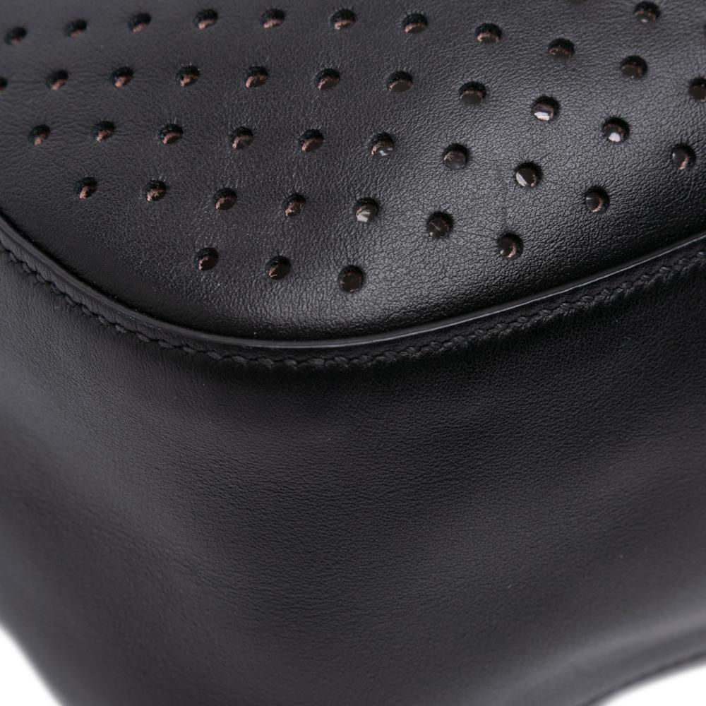 Prada B Prada Black Calf Leather City Fori Perforated Hobo Bag Italy