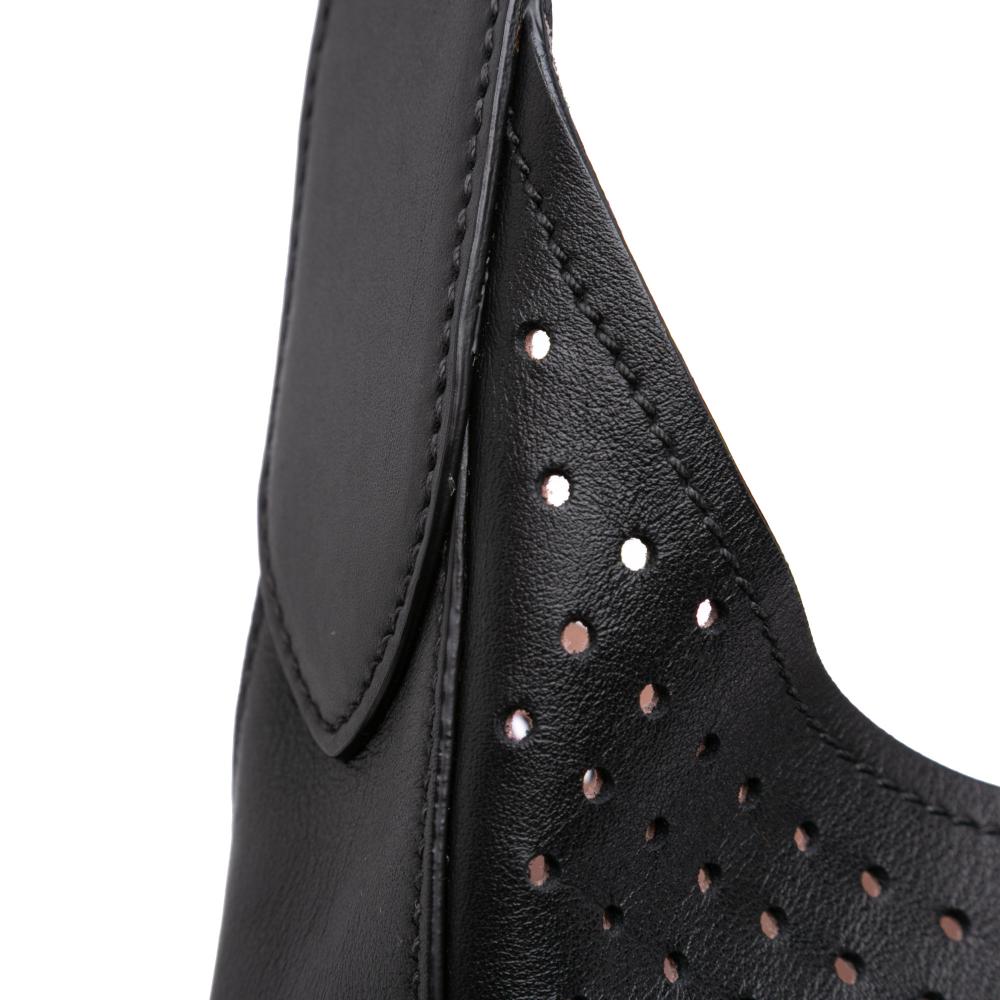 Prada B Prada Black Calf Leather City Fori Perforated Hobo Bag Italy