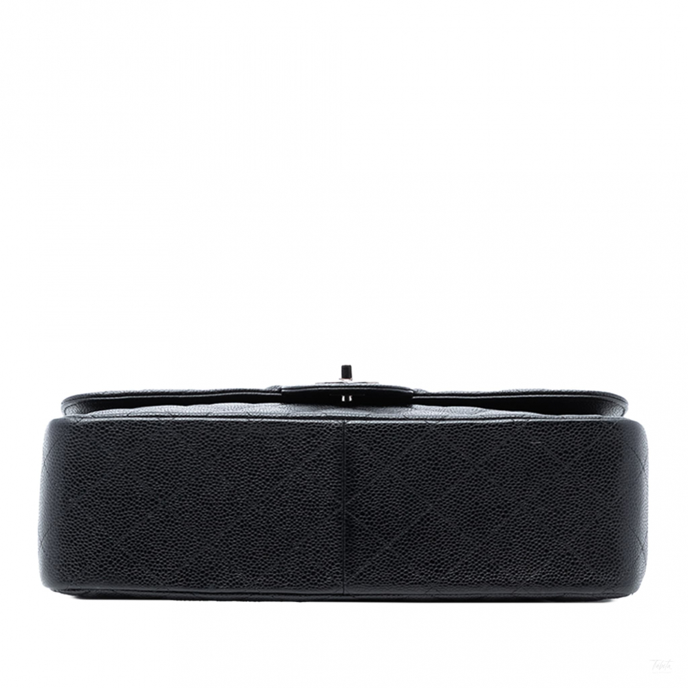 Chanel Classic Double Flap Jumbo Matelassè Caviar Leather Flap Handbag Black