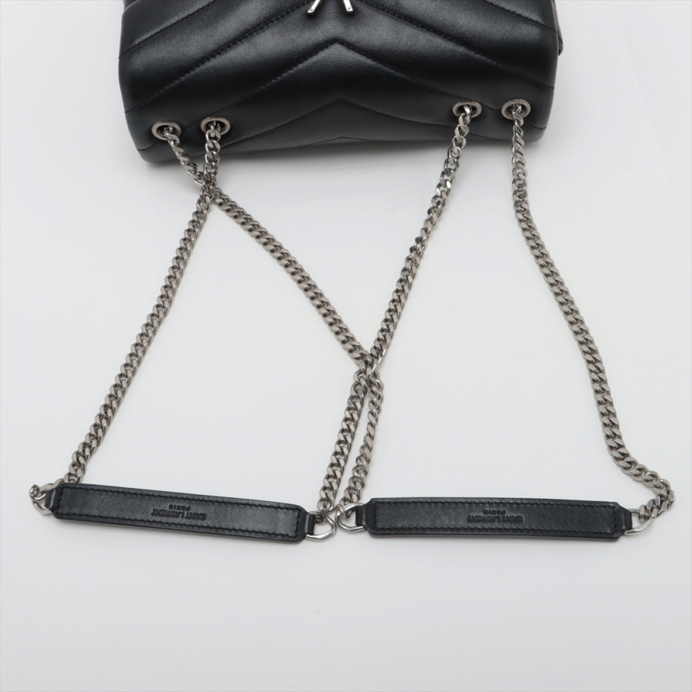 Saint Laurent Loulou Small Chevron Quited Leather 2-Ways Envelope Bag Black