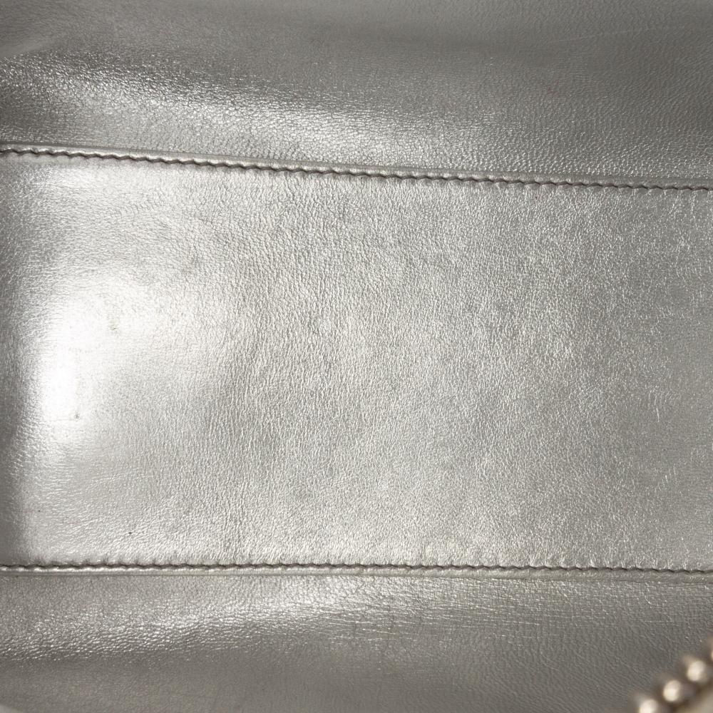 Christian Dior B Dior Silver Patent Leather Leather Medium Metallic Patent Lady Dior Italy