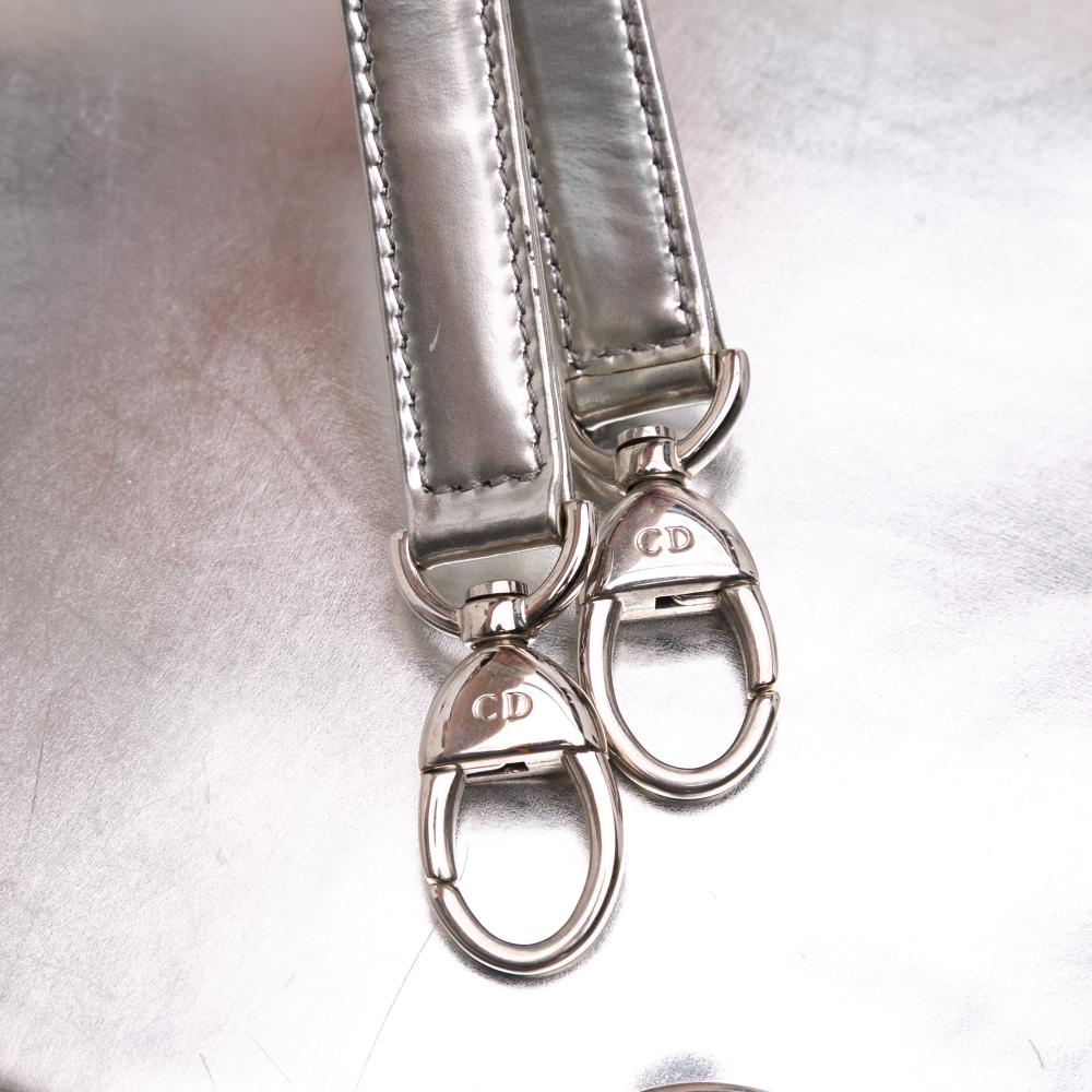 Christian Dior B Dior Silver Patent Leather Leather Medium Metallic Patent Lady Dior Italy