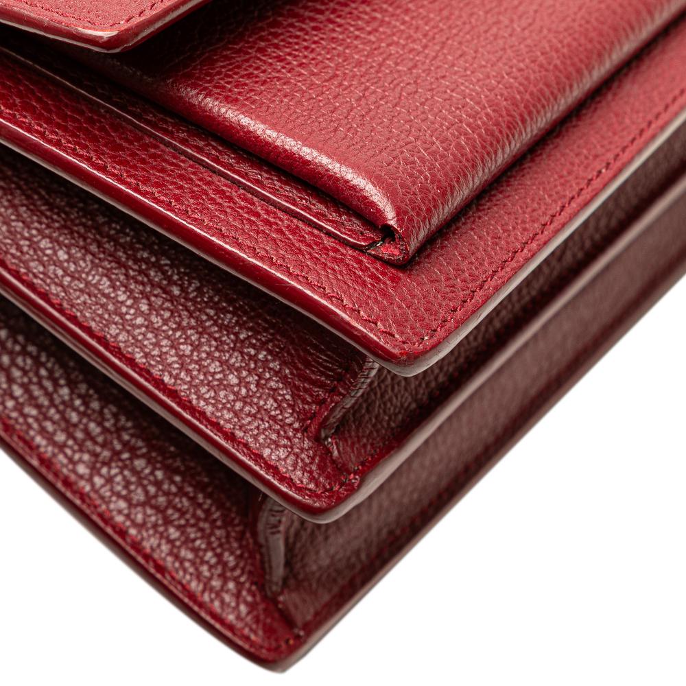 Saint Laurent B Saint Laurent Red Calf Leather Medium Grained skin Monogram Sunset Crossbody Italy