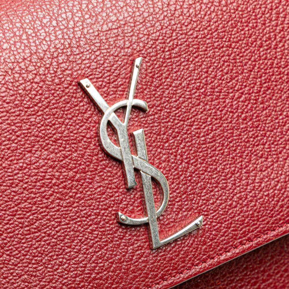 Saint Laurent B Saint Laurent Red Calf Leather Medium Grained skin Monogram Sunset Crossbody Italy