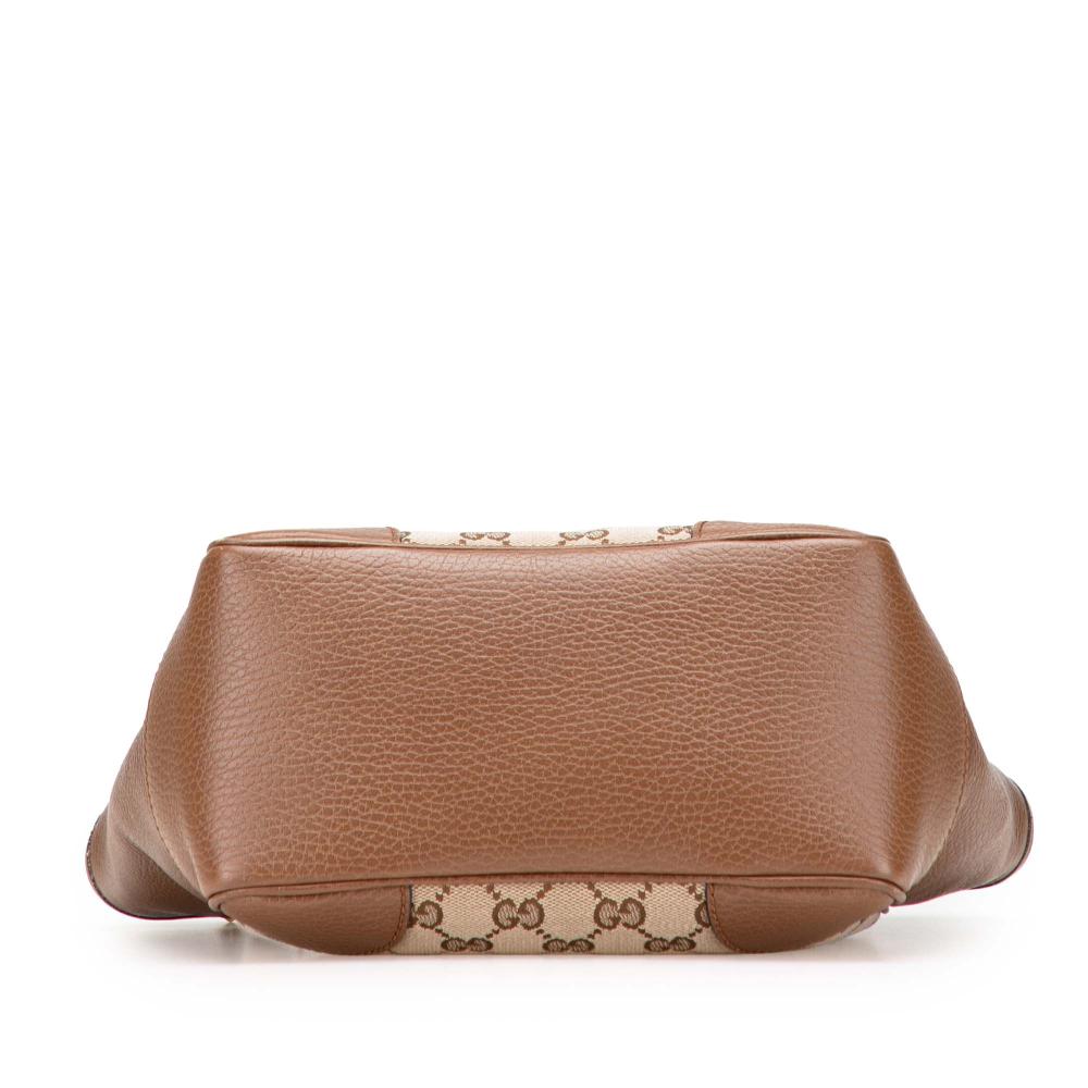 Gucci B Gucci Brown Beige Canvas Fabric Small GG Bree Satchel Italy