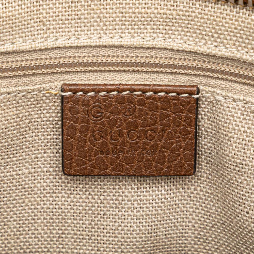 Gucci B Gucci Brown Beige Canvas Fabric Small GG Bree Satchel Italy