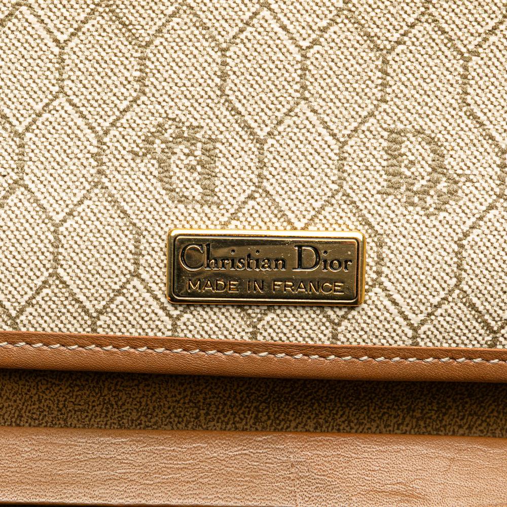 Christian Dior B Dior Brown Beige Canvas Fabric Honeycomb Chain Shoulder Bag France