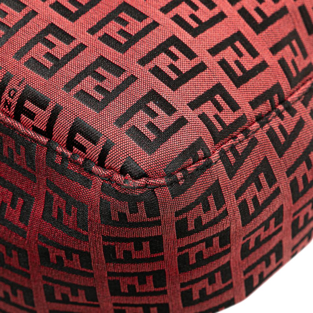 Fendi B Fendi Red Canvas Fabric Zucca Double Flap Mamma Italy