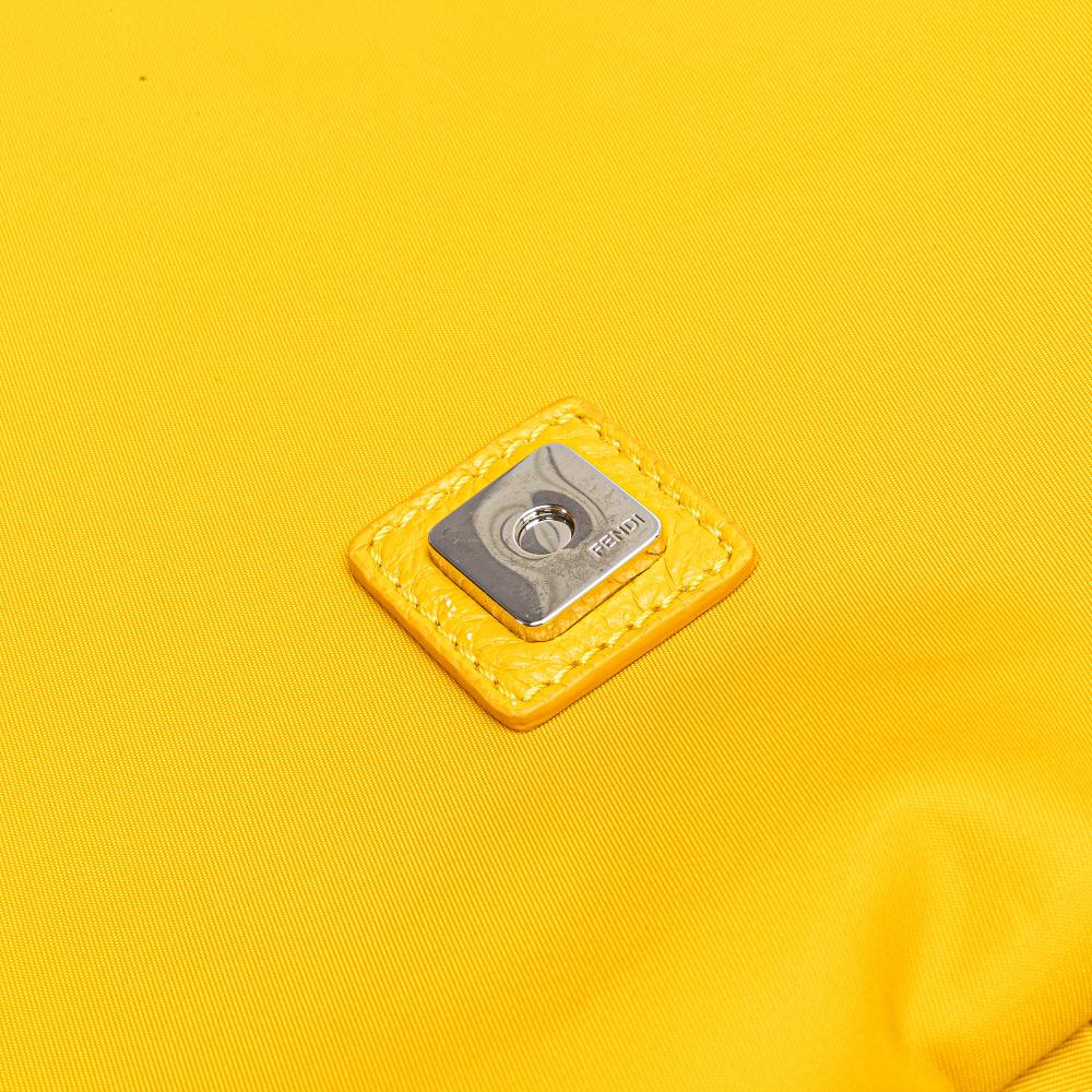 Fendi B Fendi Yellow Nylon Fabric Large Econyl Baguette Satchel Italy